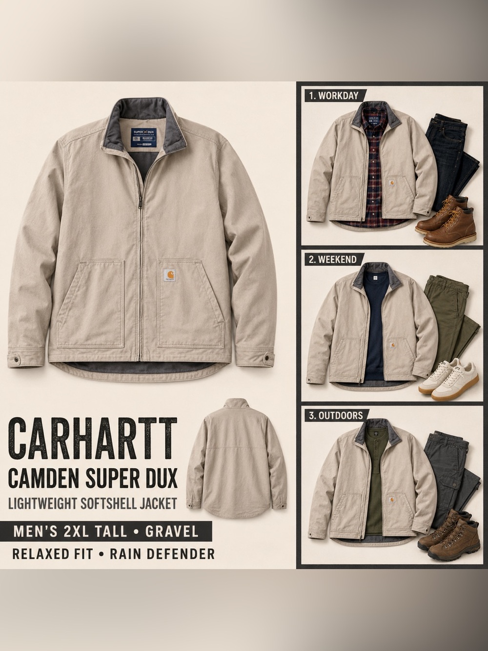 Carhartt Super Dux Camden Softshell Jacket Gravel 2XL Tall